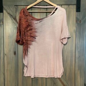 Moon and Sky Women's Pink and Brown Tie-Dye Top Size XL